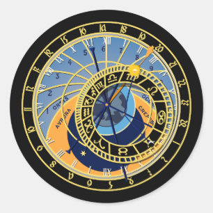 Astronomische Uhr Astrologie Sternbild Runder Aufkleber