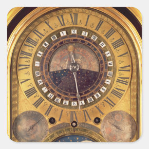 Astronomische Uhr hergestellt für den großartige Quadratischer Aufkleber