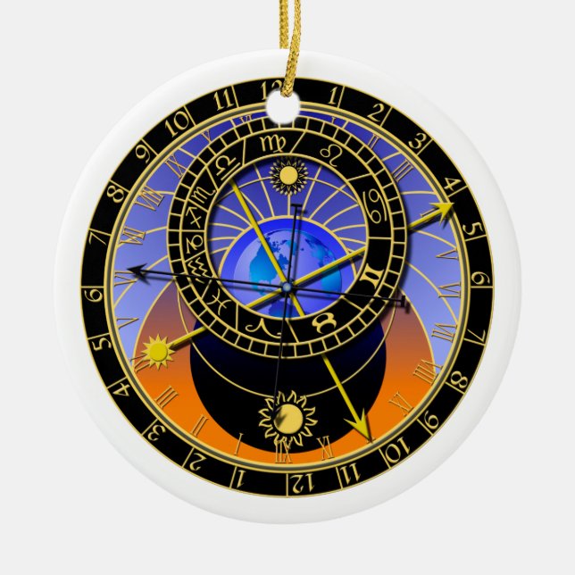 Astronomische Uhr Keramik Ornament (Vorne)