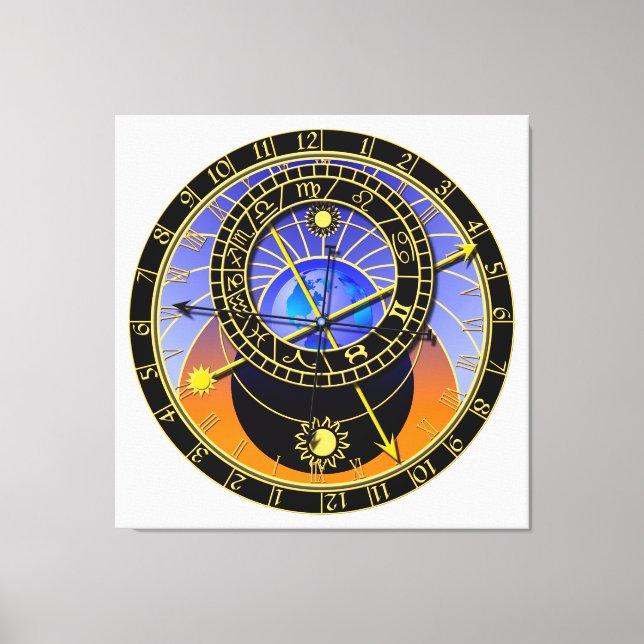 Astronomische Uhr Leinwanddruck (Vorderseite)