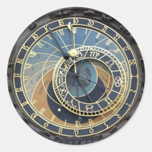 Astronomische Uhr oder Prag Orloj Runder Aufkleber