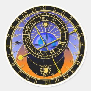 Astronomische Uhr Runder Aufkleber