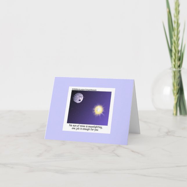 Astronomischer Cartoon am Mondlicht auf der Karte (Vorderseite)
