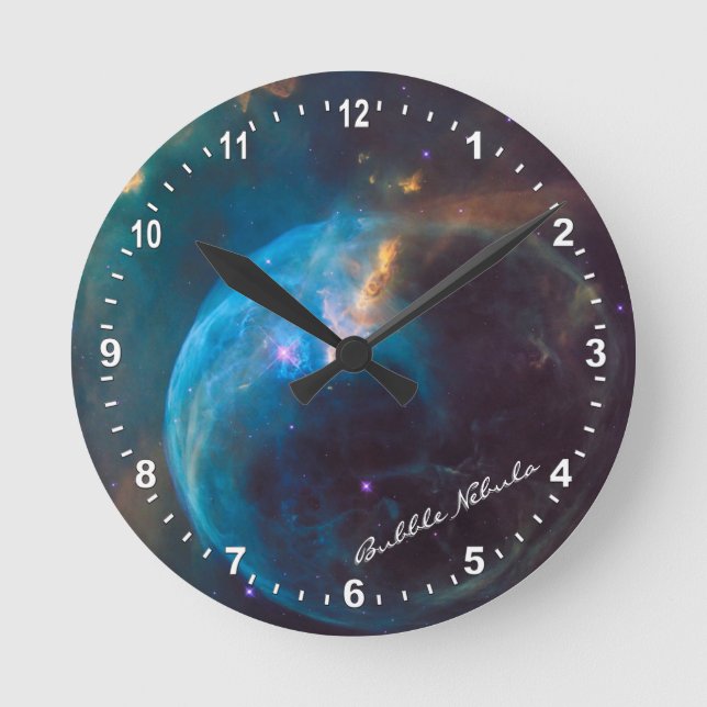 Astronomy & Bubble Nebula Clock, Hubble / Galaxy Runde Wanduhr (Vorderseite)