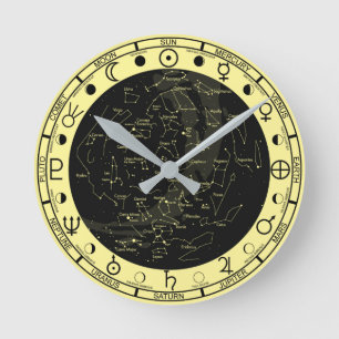 Astronomy Clock Runde Wanduhr