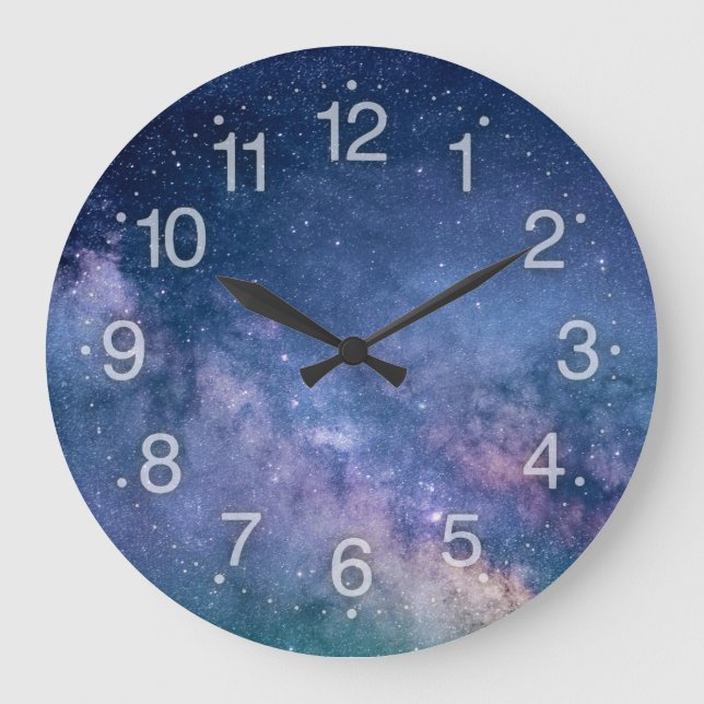 Astronomy comos blue purple violet sky stars große wanduhr (Vorderseite)