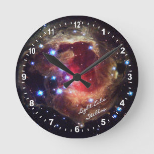 Astronomy, Light Echo Stellar Clock, Hubble Galaxy Runde Wanduhr
