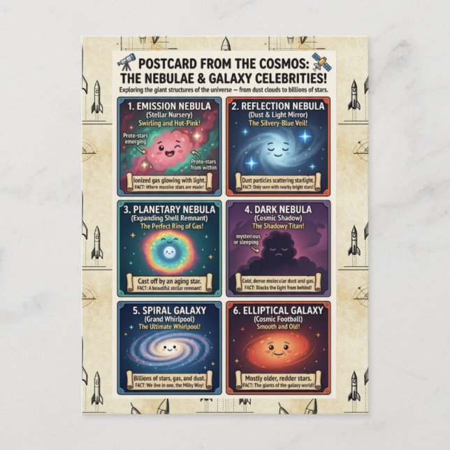 Astronomy Nebula Galaxy Space Science Design Postkarte (Vorderseite)