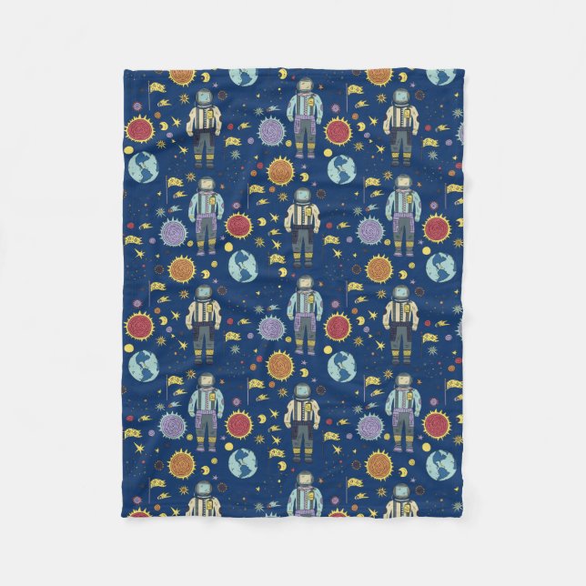 Astrounaut Space Man farbenfroh Fleecedecke (Vorderseite)