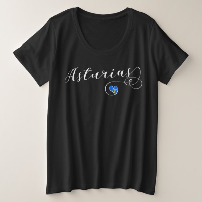 Asturias Flag Herz, Geschichten, Spanien Große Größe T-Shirt (Design vorne)