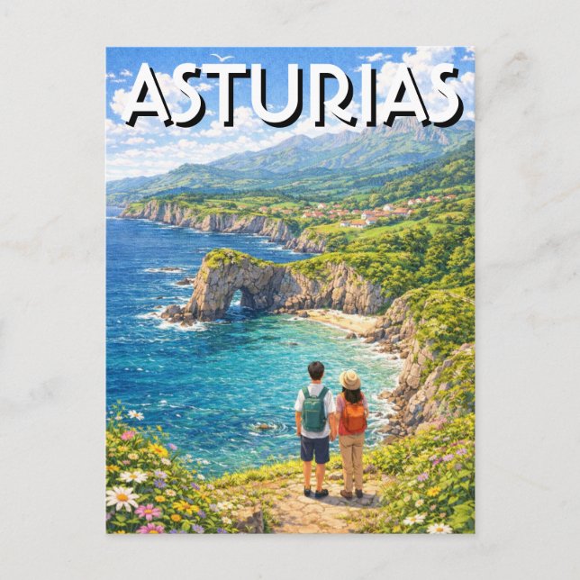 Asturien Spanien Reise Postkarte (Vorderseite)