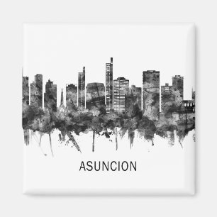 Asuncion Paraguay Skyline BW Magnet