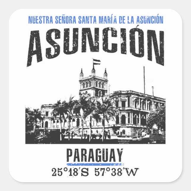 Asunción Quadratischer Aufkleber (Vorderseite)