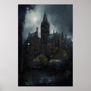 Asyl Gotische Architektur Wandkunst, Düstere Öl Poster