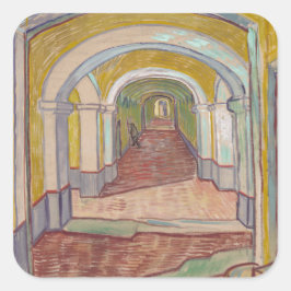 Asylkorridor von Vincent Van Gogh Quadratischer Aufkleber