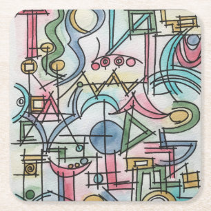 Asymmetrie-verspielte moderne Wasserfarben-Kunst Rechteckiger Pappuntersetzer