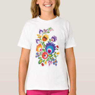 Asymmetrisch poliertes Volksvolk Wycinanki T-Shirt