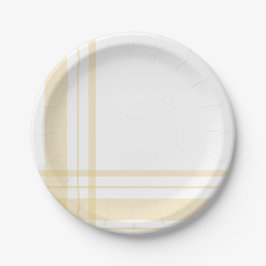 Asymmetrische, Karierte, pastellgelbe Flanelllinie Pappteller