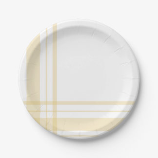 Asymmetrische, Karierte, pastellgelbe Flanelllinie Pappteller