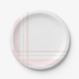 Asymmetrische Karierte Pastelrosa Flanelllinien Pappteller