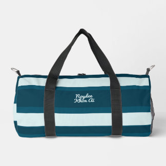 Asymmetrische Streifen Horizontale Linien Meerblau Duffle Bag