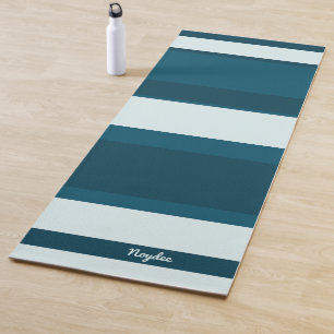 Asymmetrische Streifen Horizontale Linien Meerblau Yogamatte