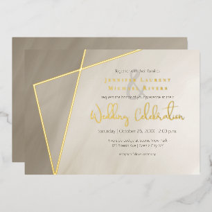 asymmetrischer Goldrahmen Antikgrau mit Gold Folieneinladung