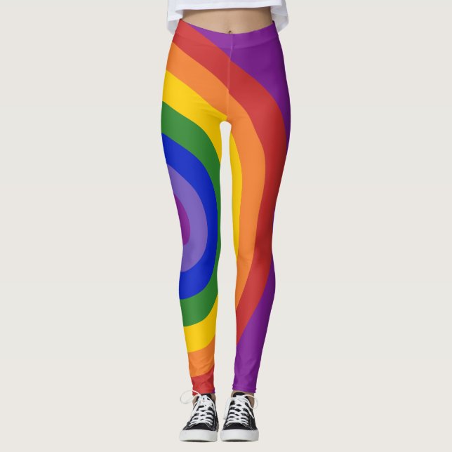 Asymmetrischer Rainbow-Bullseye-LGBT-Preis Leggings (Vorderseite)