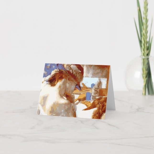 "At the Mirror" von Edgar Degas Notecard Vector Karte (Vorderseite)