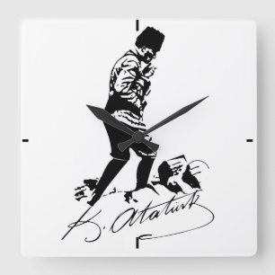 Ataturk Quadratische Wanduhr