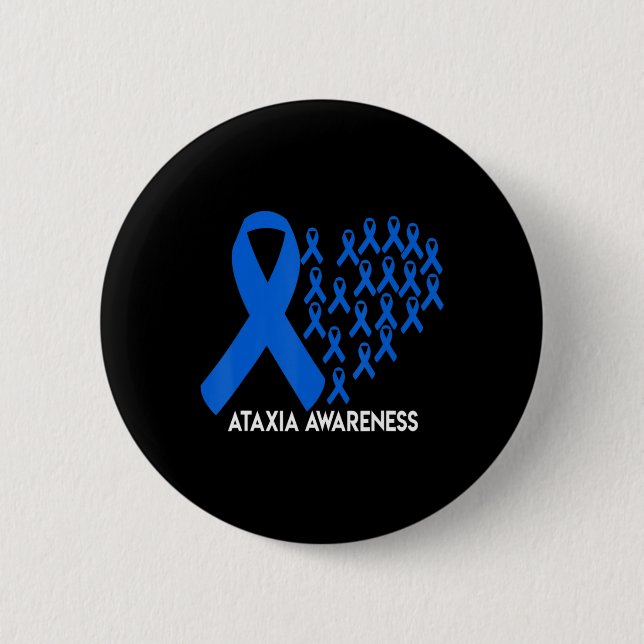 Ataxia Awareness Blue Band Geschenk T - Shirt31 Button (Vorderseite)