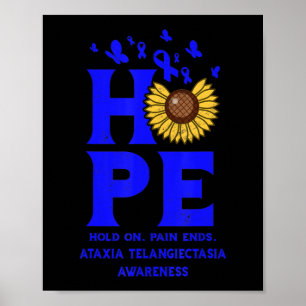 Ataxia Telangiectasia Blue Hope Vintage Sonnenblum Poster