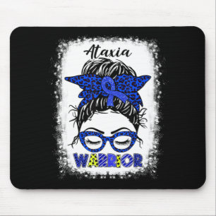 Ataxia Warrior Messy Bun Blue Ribbon Frauen Ataxia Mousepad