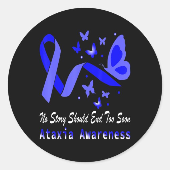 Ataxie Awareness Butterfly Support T - Shirt75 Runder Aufkleber (Vorderseite)