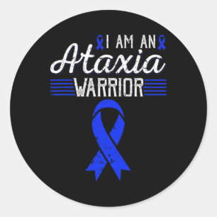 Ataxii Warrior Blue Ribbon Awareness Runder Aufkleber