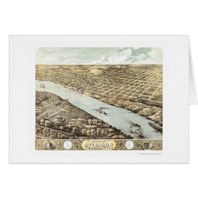 Atchison, carte panoramique de KS - 1869 (Devant horizontal)