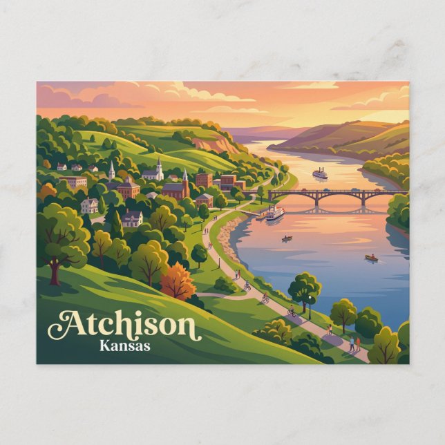 Atchison Riverfront Kansas Postkarte (Vorderseite)