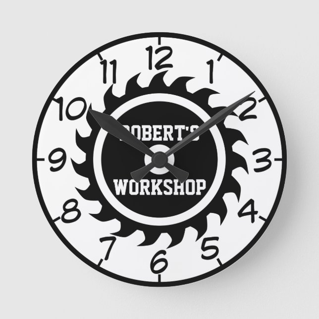Atelier ou Homme Cave Vue Image Mur Horloge (Recto)