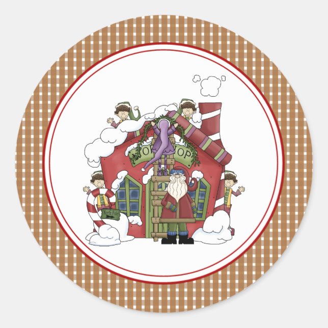 Atelier père Noël Enveloppe de Noël Stickers Stick (Devant)