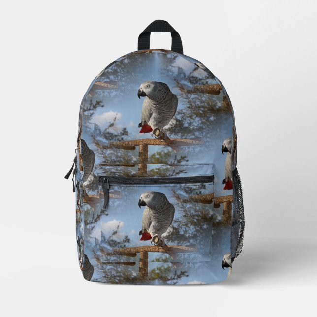 Atemberaubend-Afrikanischer Grauer Papagei Bedruckter Rucksack (Vorderseite)