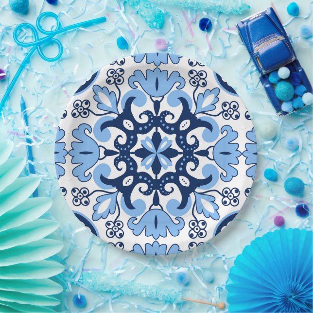 💙 Atemberaubend-Azulejos Pappteller (Party)