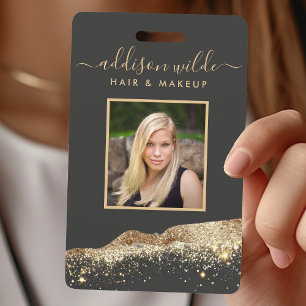 Atemberaubend Black and Gold Glitzer Salon ID Ausweis