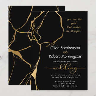 Atemberaubend Black und Gold Kintsugi Einladung
