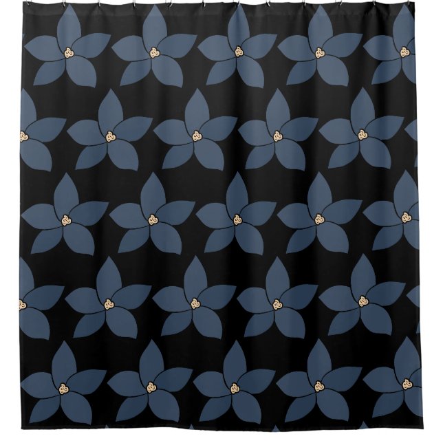 Atemberaubend blaue Blumen auf Duschvorhang (Vorderseite)