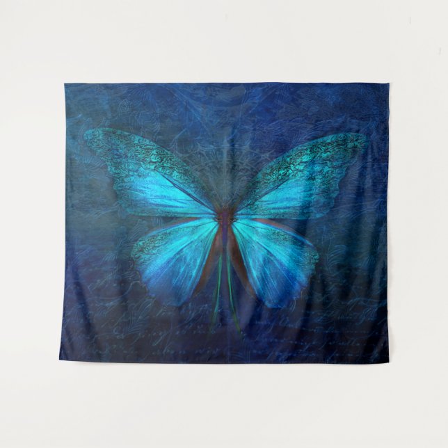 Atemberaubend Blue Butterfly Wandteppich (Vorderseite (Horizontal))