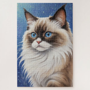 Atemberaubend Blue Mit Augen Ragdoll Cat Painting 