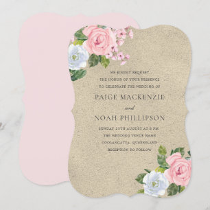 Atemberaubend Blush Pink Floral Elegante Hochzeit Einladung