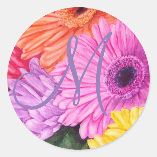 ATEMBERAUBEND BRIGHT GERBERA FLORAL RUNDER AUFKLEBER (Vorderseite)