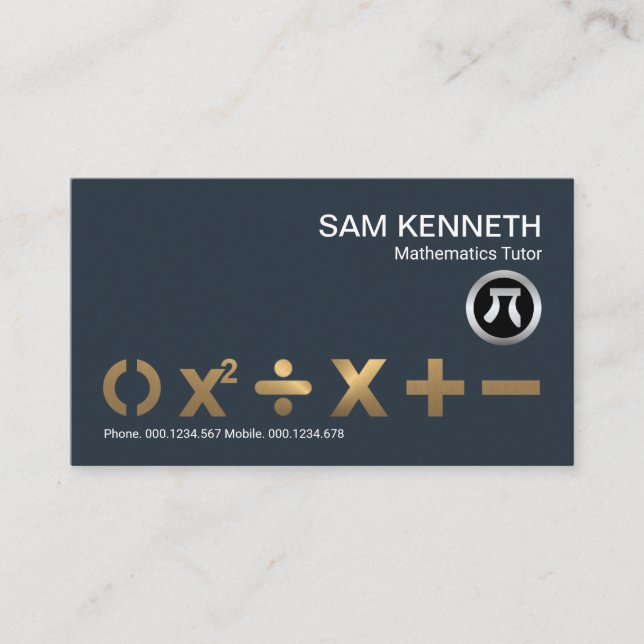 Atemberaubend Bronze-Mathematik-Symbole Mathematik Visitenkarte (Vorderseite)