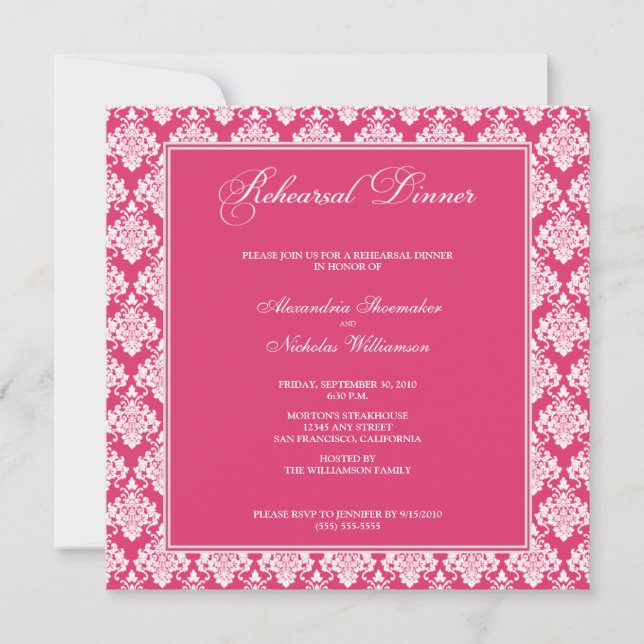 Atemberaubend Damask Probe Dinner Einladung (Fusch (Vorderseite)